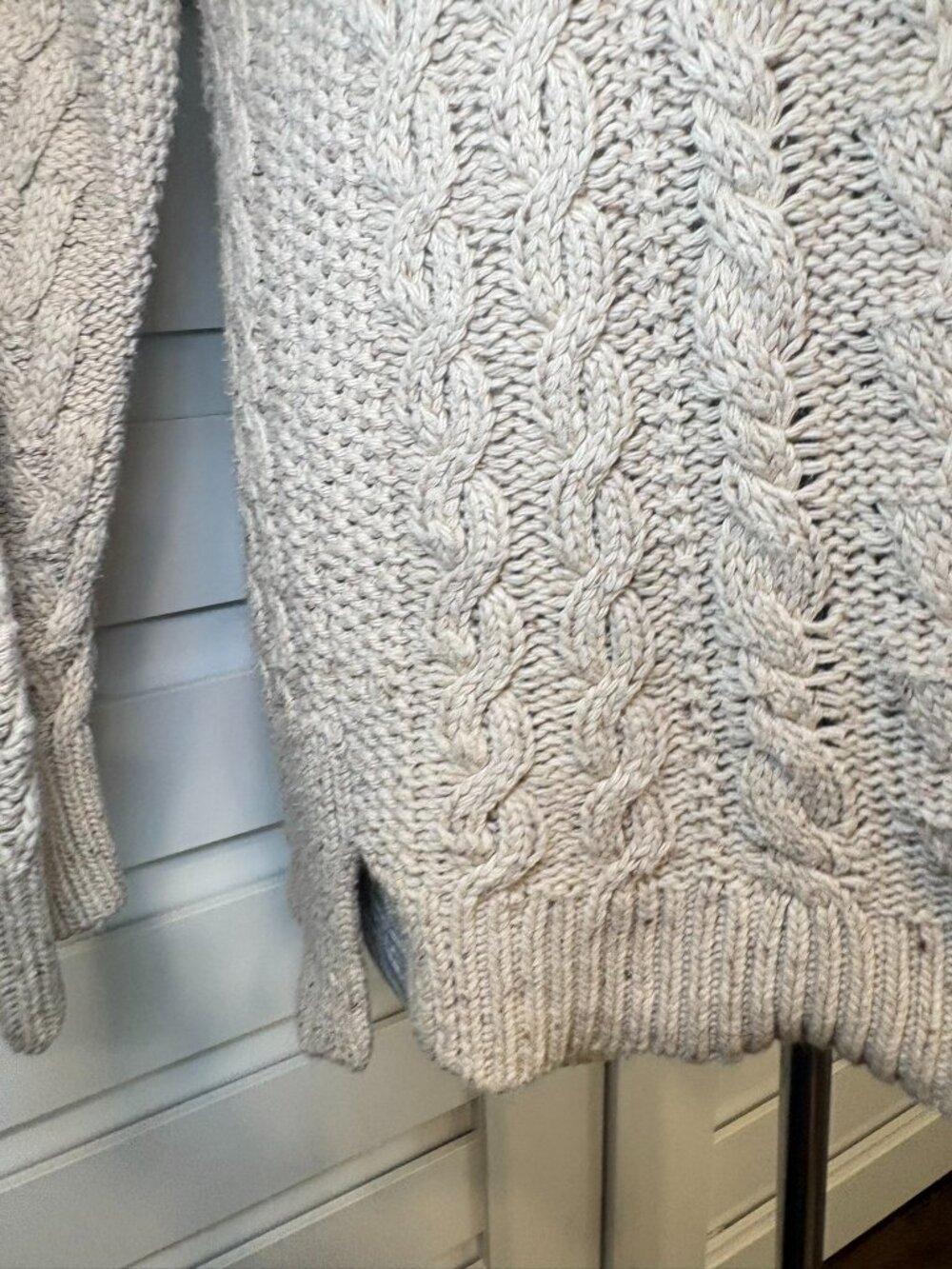 Lauren Ralph Lauren Oatmeal Cable Knit Cowl Neck Soft Fisherman Sweater XL - Picture 5 of 12